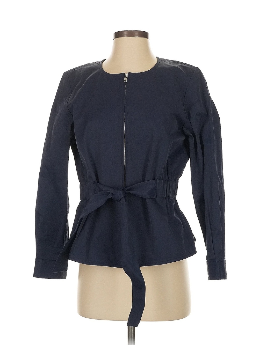 J. Crew Navy Zip-Front Tie-Waist Blazer Jacket